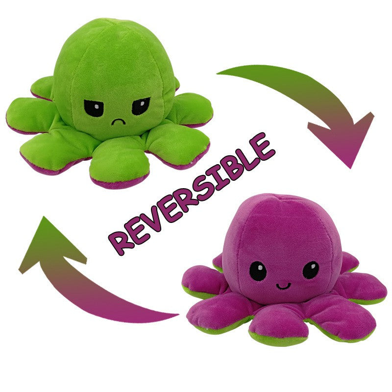 Reversible Plush Toy Stuffed Animal Mood Plush Double-Sided Flip Help You Express Your Emotions Cute Gift