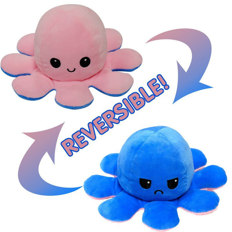 Reversible Plush Toy Stuffed Animal Mood Plush Double-Sided Flip Help You Express Your Emotions Cute Gift