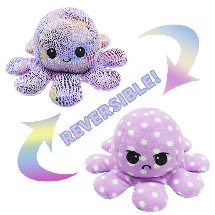 Reversible Plush Toy Stuffed Animal Mood Plush Double-Sided Flip Help You Express Your Emotions Cute Gift