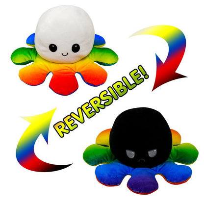 Reversible Plush Toy Stuffed Animal Mood Plush Double-Sided Flip Help You Express Your Emotions Cute Gift