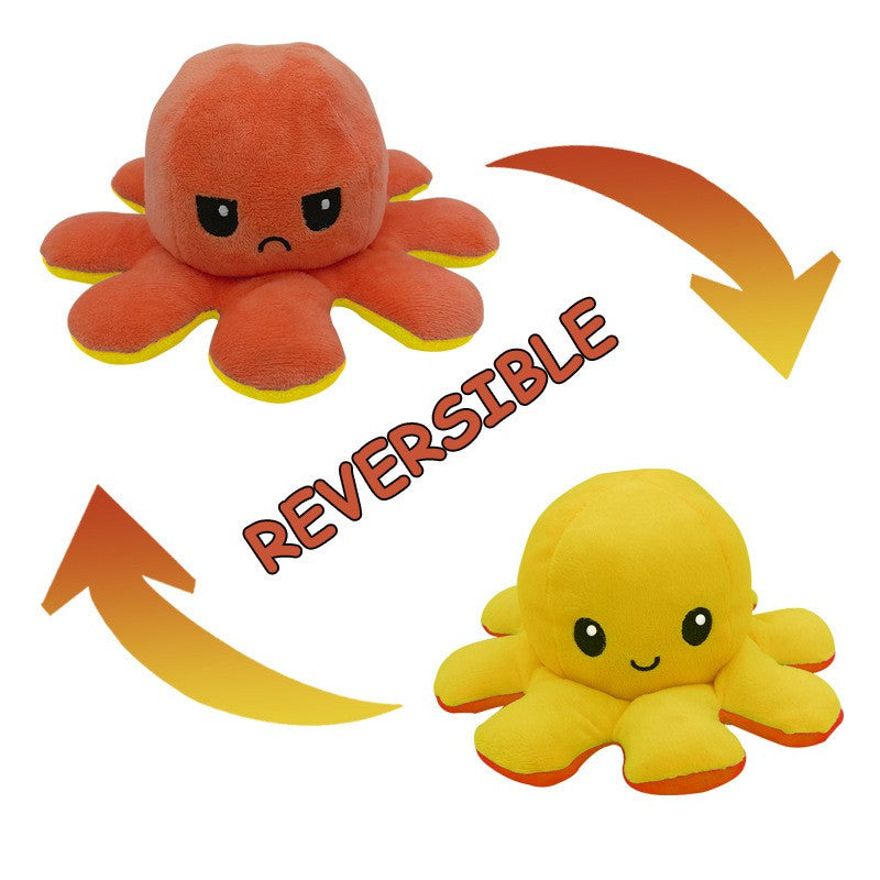 Reversible Plush Toy Stuffed Animal Mood Plush Double-Sided Flip Help You Express Your Emotions Cute Gift