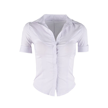 HOUZHOU Sexy Slim Basic White Shirt Women Tunics Vintage Cute Korean Style Long Sleeve School Shirt Girls Casual Jk Uniform Tops