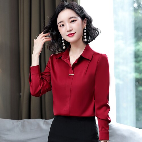 Long Sleeve Chiffon Blouse Shirt Women Tops Blouse Women Blusas Mujer De Moda 2021 Turn Down Collar Office Blouse Blusa E140