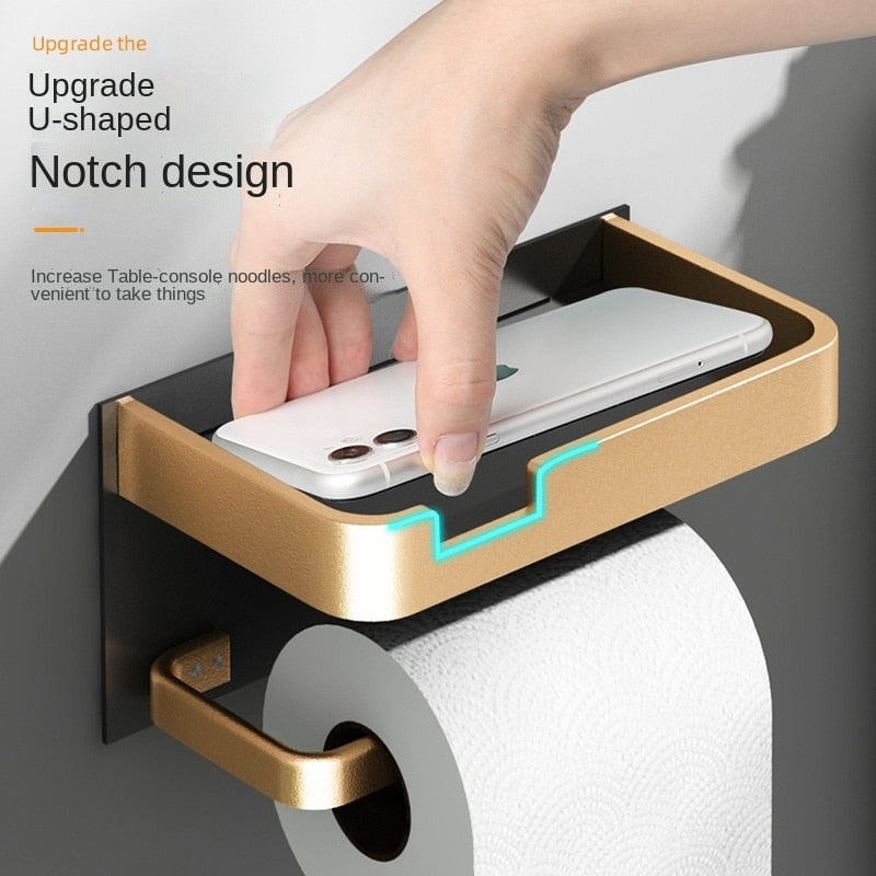 Toilet Tissue Box Paper Rack Toilet Paper Luxury Hotel Roll Paper Mobile Phone Rack Home Punching-free Nordic