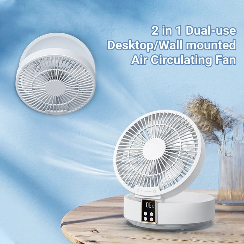 New USB Portable Electric Fan Wireless Wall Mounted Air Cooler with LED Light Folding Fans Table Desktop Ventilator with Remote