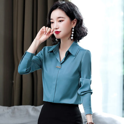 Long Sleeve Chiffon Blouse Shirt Women Tops Blouse Women Blusas Mujer De Moda 2021 Turn Down Collar Office Blouse Blusa E140