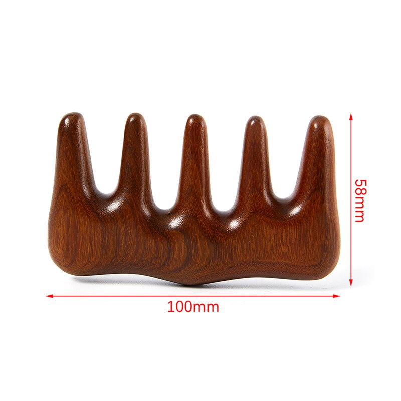 Head Meridian Massage Comb Green Sandalwood Five Wide Tooth Comb Acupuncture Therapy Blood Circulation Anti-static Smooth Hair