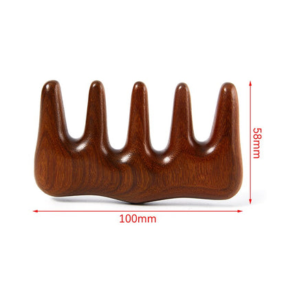 Head Meridian Massage Comb Green Sandalwood Five Wide Tooth Comb Acupuncture Therapy Blood Circulation Anti-static Smooth Hair