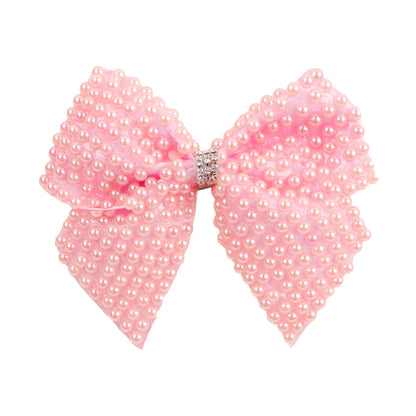 White Pearl Hair Bows With Hair Clips For Girls Kids Boutique Layers Bling Rhinestone Center Bows Hairpins Hair Accessories