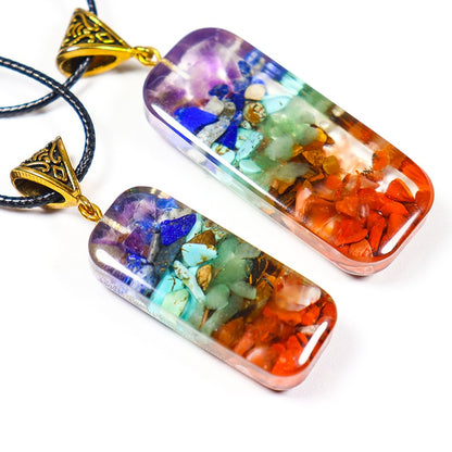 Retro Reiki Healing Energy Crystal Pendant Natural Stone for Yoga Meditation Spiritual 7 Chakra Jewelry Neckalce Amulet Orgonite