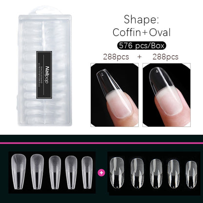 Nailpop Nail Tips Semi-Matt Press on Nails Coffin Tips Full Cover False Nails Almond Nail Art Boxed Fake Nails 576/600pcs