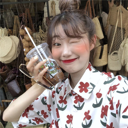 XEJ Chiffon Blouse Women 2021 Women's Summer Tunic Vintage Clothes Female Hawaiian Shirt with Short Sleeve Harajuku Top Women