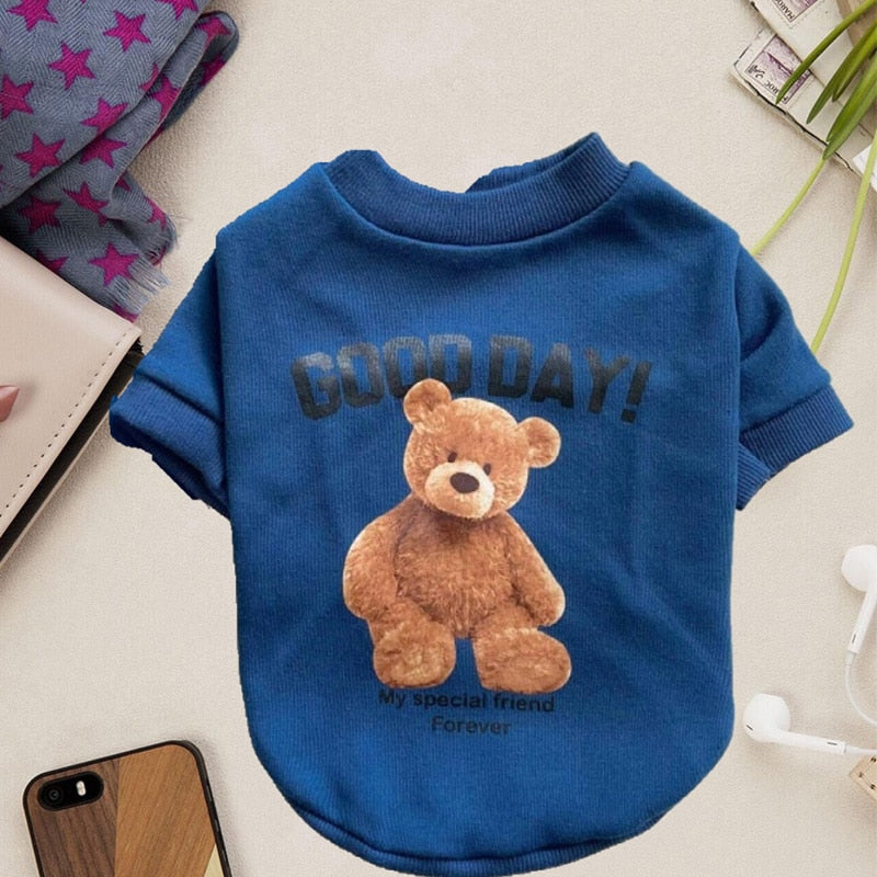 Pet T Shirt Cat Vest Sport Shirt Cat Sweater Pet Clothing Crew Neck Cartoon Bear Puppy Hoodie Fashion Autumn Winter Dog Clothes