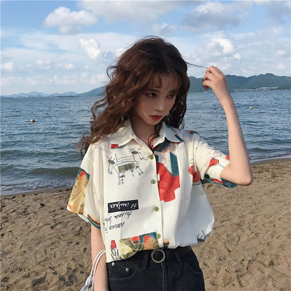 XEJ Chiffon Blouse Women 2021 Women's Summer Tunic Vintage Clothes Female Hawaiian Shirt with Short Sleeve Harajuku Top Women