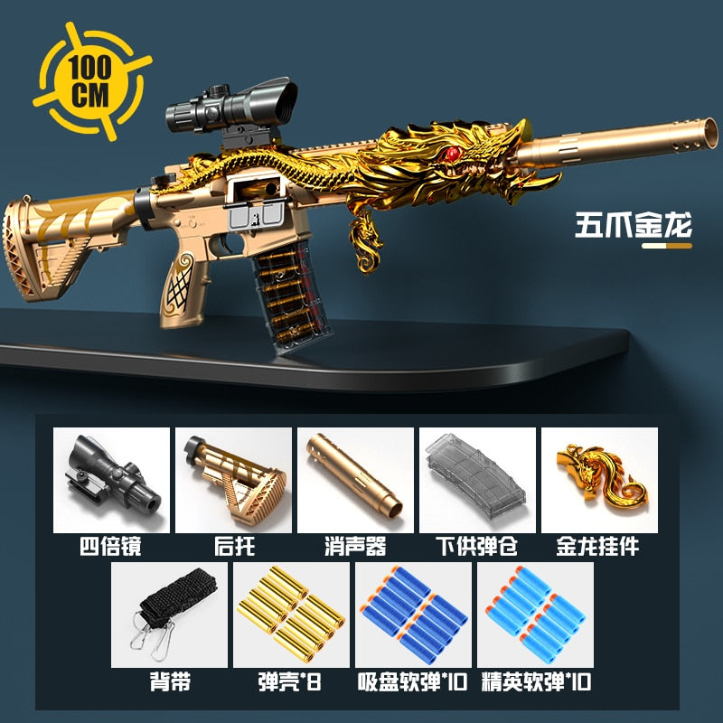 M416 Shell Ejection Soft Bullet Gun Soft Bullet EVA Sniper Rifle Manual Loading Chicken Weapon Boy Toy Gun CS Fighting Combat