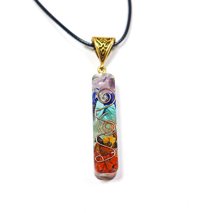 Retro Reiki Healing Energy Crystal Pendant Natural Stone for Yoga Meditation Spiritual 7 Chakra Jewelry Neckalce Amulet Orgonite