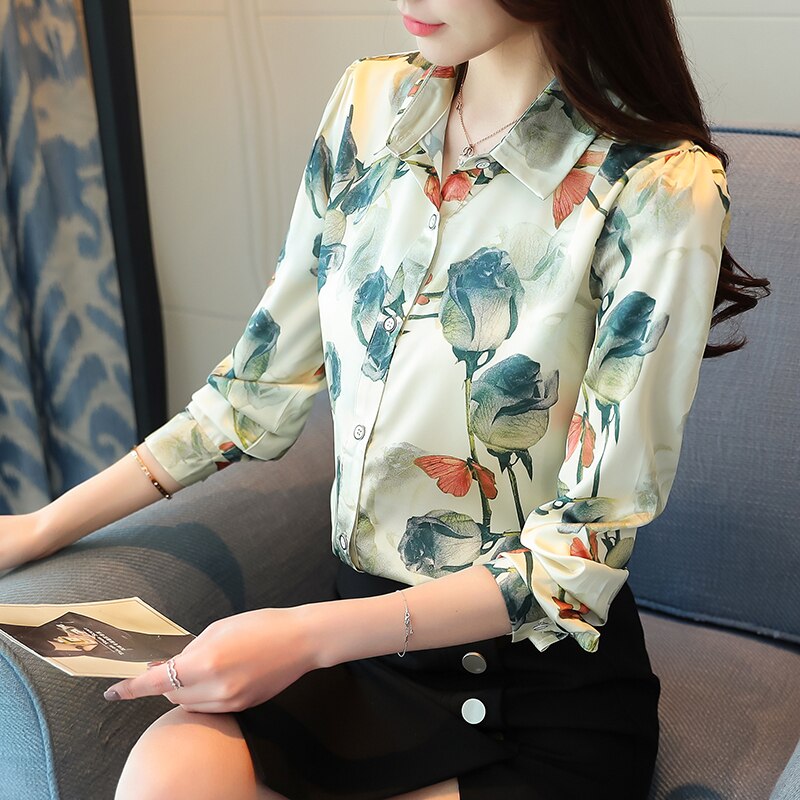 Fashion Woman Blouses 2021 Chiffon Blouse Shirt   Long Sleeve Striped Print Blouse Blusa Feminina Shirt Women A114