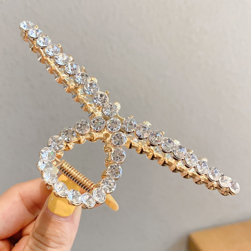 Pearl Hair Claw Set Clip for Women Gold Color Hairpins Metal Hair Accessories Geometric Hollow Pincer Barrette Crystal Clip Big