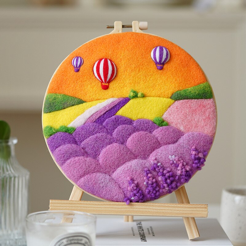 Non-Finish DIY Wool Felting Painting Needle Embroidery Poked Wool Felt Flower Material Package for Home Decors Crafts Gift