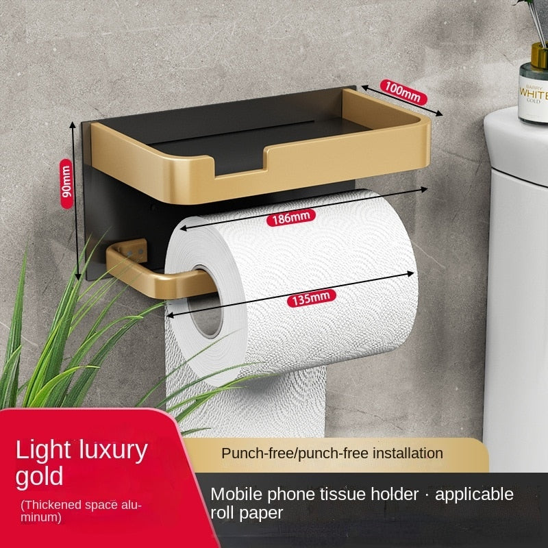 Toilet Tissue Box Paper Rack Toilet Paper Luxury Hotel Roll Paper Mobile Phone Rack Home Punching-free Nordic