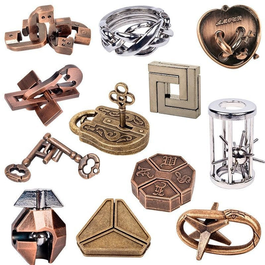 Classic IQ Metal Brain teaser Magic Baffling Puzzles Game Toys for Children Adults Funny Gifts 3D Kong Ming Luban Lock Toy Games