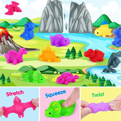 28pcs Mini Squishies Mochi Squishy Toys Party Favors for Kids Kawaii Animal Squishies Dinosaur Squeeze Stress Relief Toys Random