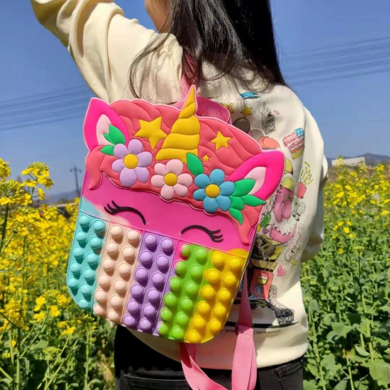 Fashion Triceratops Kawaii Funko Unicorn Large Backpack Fidgets Toys Push Bubble Reliever Soft Squishy Squeeze Toy for Kids