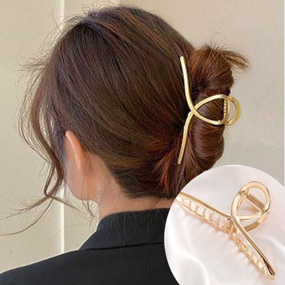 Pearl Hair Claw Set Clip for Women Gold Color Hairpins Metal Hair Accessories Geometric Hollow Pincer Barrette Crystal Clip Big