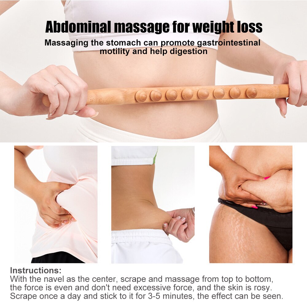 Wooden Therapy Massager Roller Trigger Point Massager Stick for Fascia Cellulite Muscle &amp; Abdomen Body, Muscle Belly Relief Tool