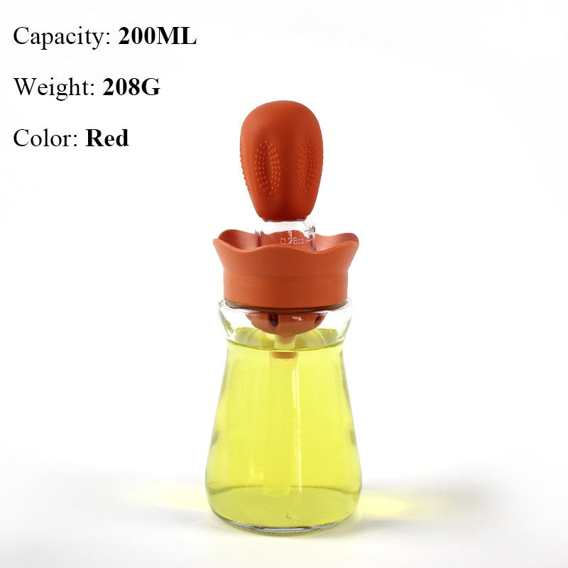 Oil Bottle With Silicone Brush Oil Spray Baking Barbecue Grill Oil Dispenser Cookware Baking BBQ Tool Kitchen Accessories