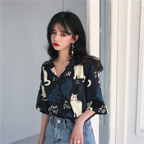 XEJ Chiffon Blouse Women 2021 Women's Summer Tunic Vintage Clothes Female Hawaiian Shirt with Short Sleeve Harajuku Top Women