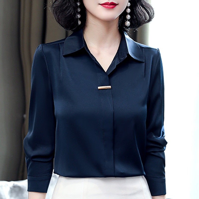 Long Sleeve Chiffon Blouse Shirt Women Tops Blouse Women Blusas Mujer De Moda 2021 Turn Down Collar Office Blouse Blusa E140