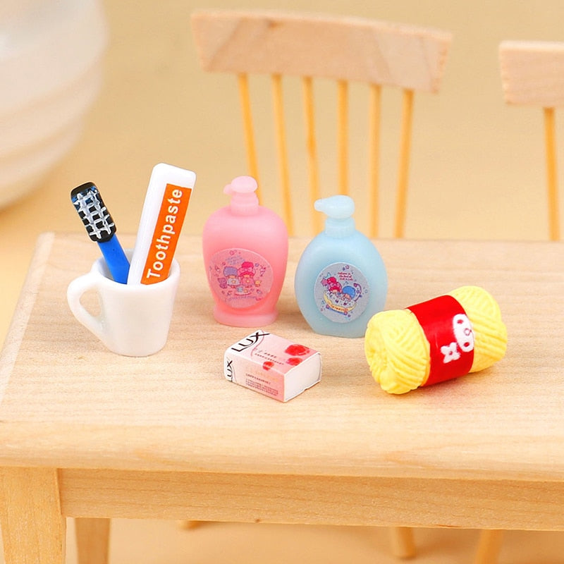 Dollhouse Miniature Mini Shampoo Toothpaste Bathroom Accessories For Doll House Furniture Accessories Toys