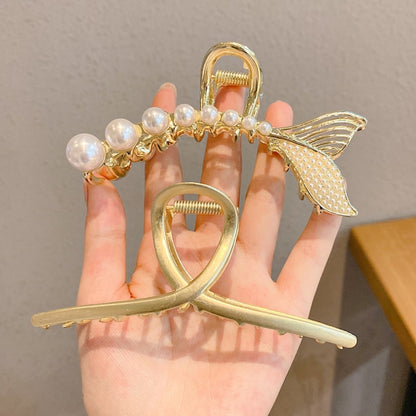 Pearl Hair Claw Set Clip for Women Gold Color Hairpins Metal Hair Accessories Geometric Hollow Pincer Barrette Crystal Clip Big