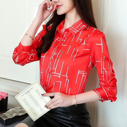 Fashion Woman Blouses 2021 Chiffon Blouse Shirt   Long Sleeve Striped Print Blouse Blusa Feminina Shirt Women A114