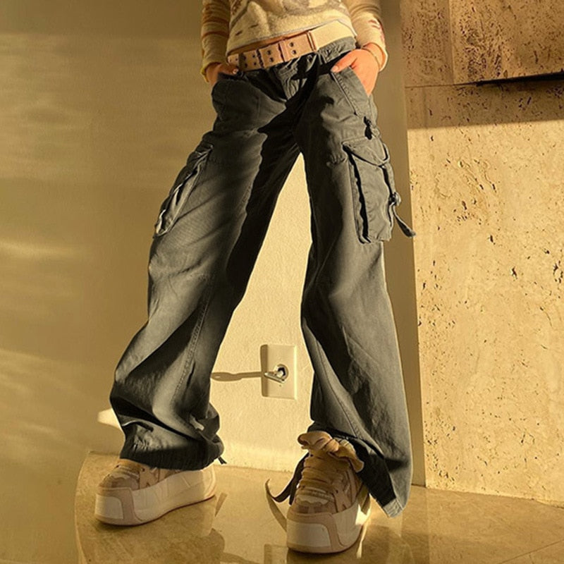 Tawnie Y2K Cargo Pants Women's Low Waist Jeans 2022 Autumn  Oversized Wide Leg Baggy Pants Vintage Casual Trousers