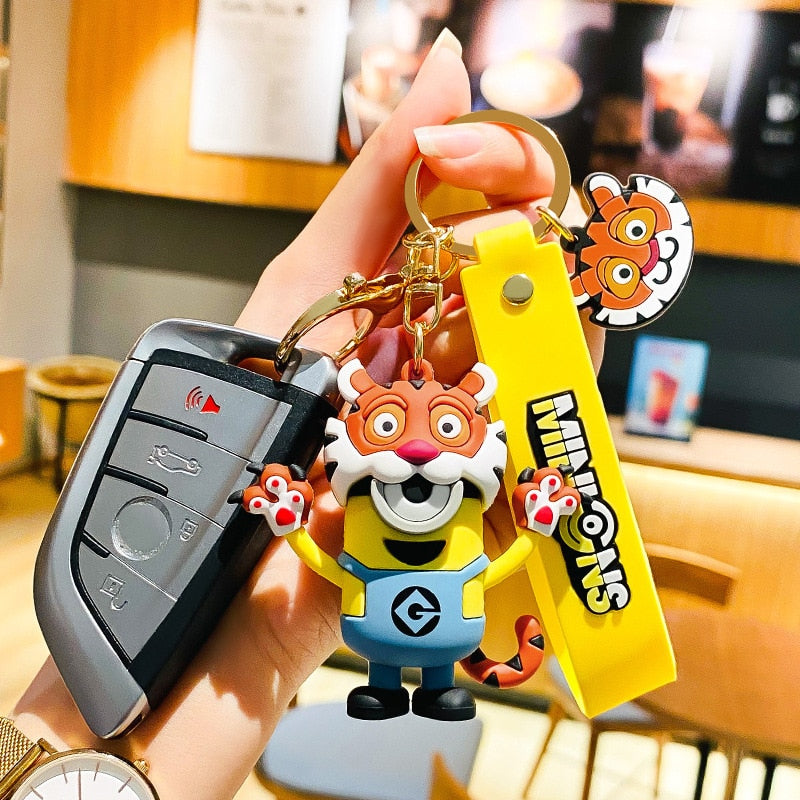 New Anime Little Yellow Man Cartoon Minions Animal Series Bag Pendant Cute Creative Animation Toys Keyring Car Accessories Gifts