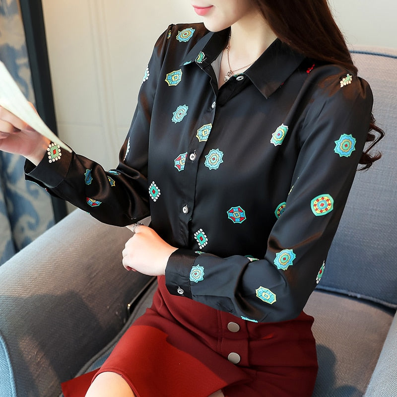 Fashion Woman Blouses 2021 Chiffon Blouse Shirt   Long Sleeve Striped Print Blouse Blusa Feminina Shirt Women A114