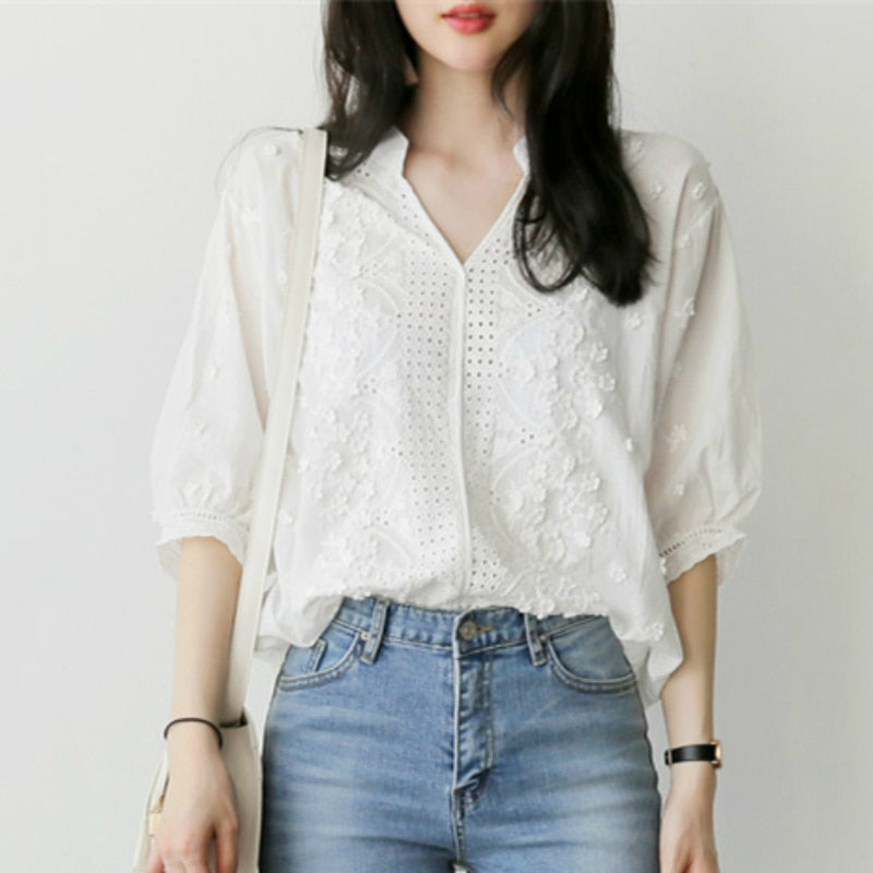 Women Blouses Long Sleeve Women Shirts Hollow White Blouse Shirt Fashion Womens Tops And Blouses 2021 Women Clothing Blusa A625