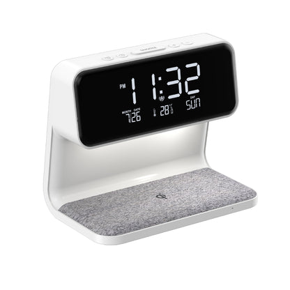 Creative 3 in 1 Bedside Lamp Wireless Charging LCD Screen Alarm Clock Wireless Phone Charger for Iphone