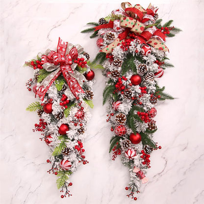 Upside Down Christmas Tree Rattan Door Hanging Garland Decoration Ornaments