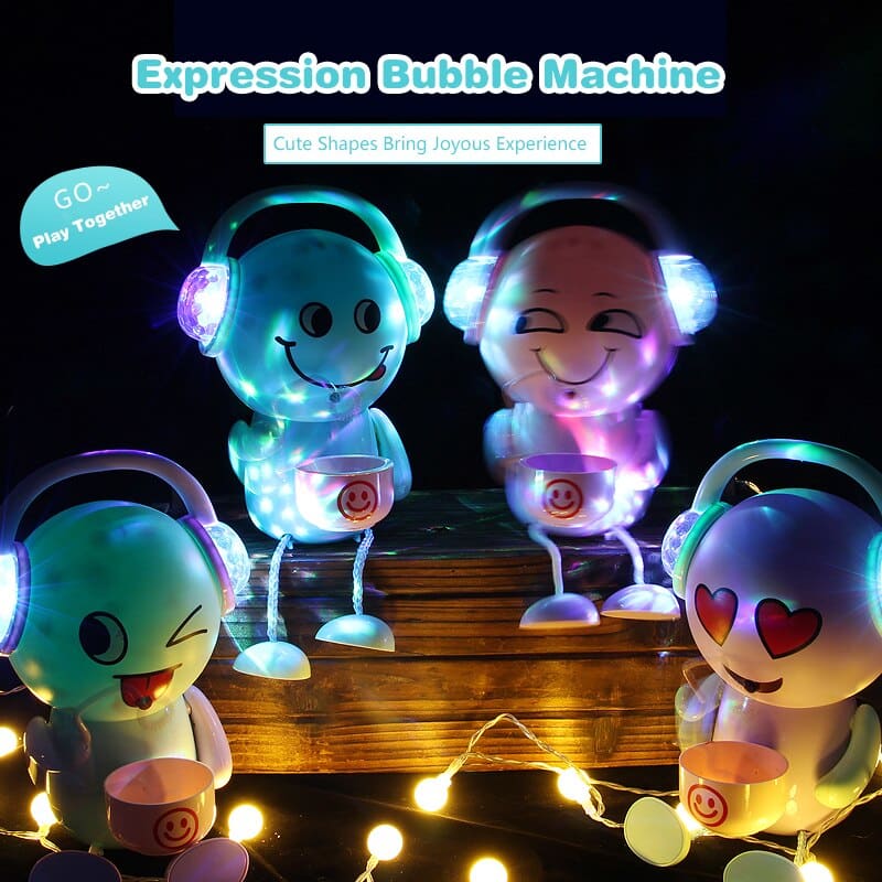 Earphone Expression Bubble Machine Toys Automatic Bubble Maker with Music Light for Children Bubble Blower