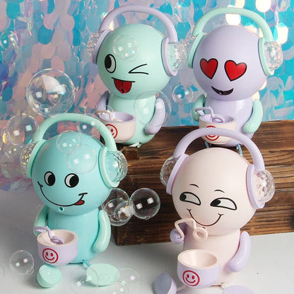 Earphone Expression Bubble Machine Toys Automatic Bubble Maker with Music Light for Children Bubble Blower