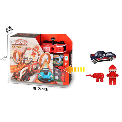 Children's Ejection Rail Car Multi-Ring Adventure Fire Truck Color-changing Alloy Car Inertial Track Toys