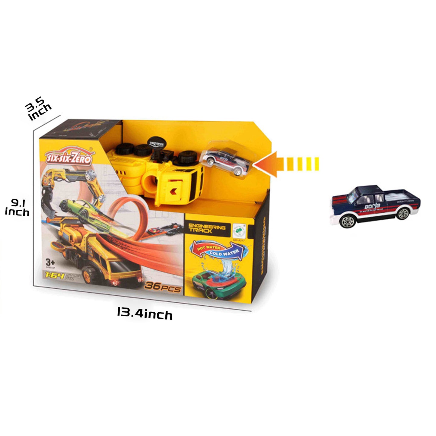 Children's Ejection Rail Car Multi-Ring Adventure Fire Truck Color-changing Alloy Car Inertial Track Toys