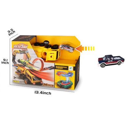 Children's Ejection Rail Car Multi-Ring Adventure Fire Truck Color-changing Alloy Car Inertial Track Toys